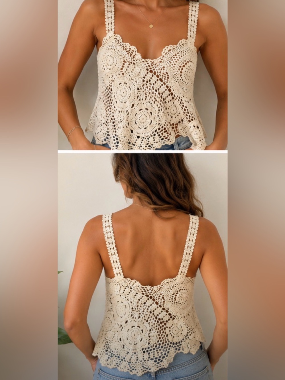 Crochet Cream Tank Top